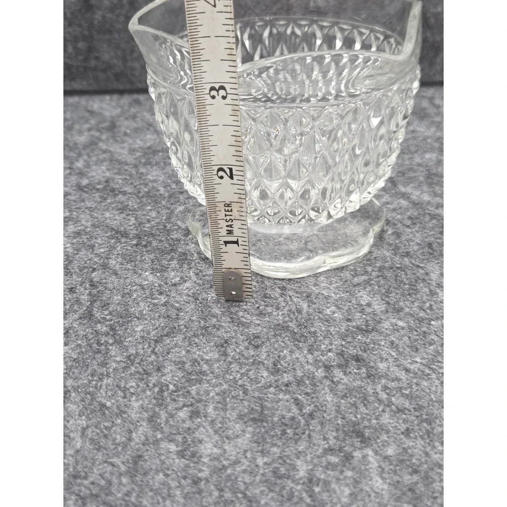 Vintage Indiana Glass Diamond Point Pattern Clear Glass Small Pedestal Bowl
